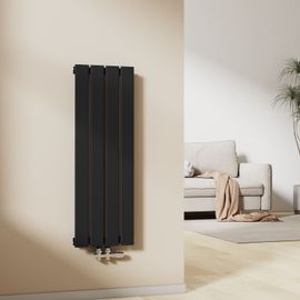 EMKE Radiateur à eau chaude petit radiateur 90 x 30,4 cm, radiateur vertical pour salle de bain, radiateur plat, connexion centrale, radiateur mural monocouche, blanc, 403 watts