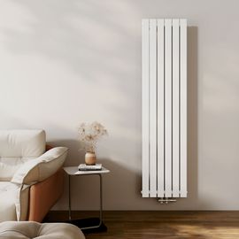 EMKE Radiateur à eau chaude vertical 180 x 46 cm, radiateur plat, raccordement central, radiateur à panneau plat, radiateur mural monocouche, 948 watts blanc