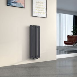 EMKE Radiateur à eau chaude petit radiateur 160 x 30,4 cm, radiateur vertical pour salle de bain, radiateur plat haut étroit, connexion centrale, radiateur mural monocouche, gris anthracite, 557 watts