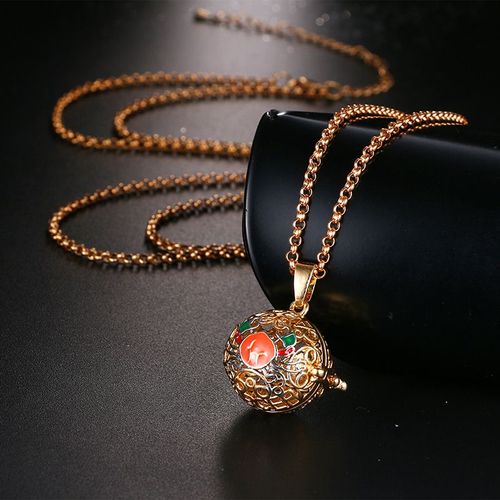 Collier En Zircon Bleu Hibou Creux Aromathérapie, Médaillon Exquis 16mm Peinture Piano Boule De Musique Bijoux Femmes Pendentif Accessoires