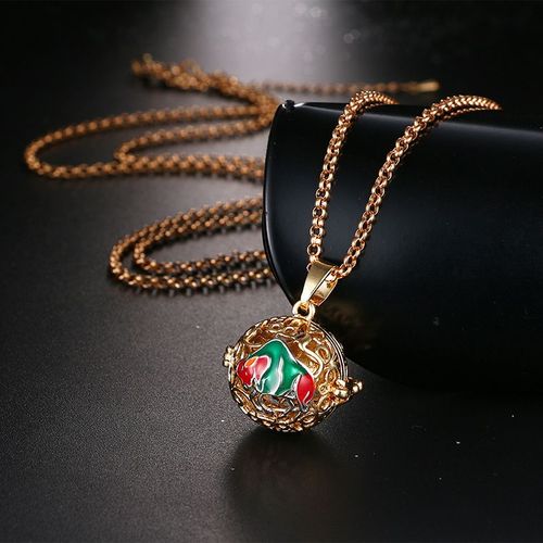 Collier En Zircon Bleu Hibou Creux Aromathérapie, Médaillon Exquis 16mm Peinture Piano Boule De Musique Bijoux Femmes Pendentif Accessoires