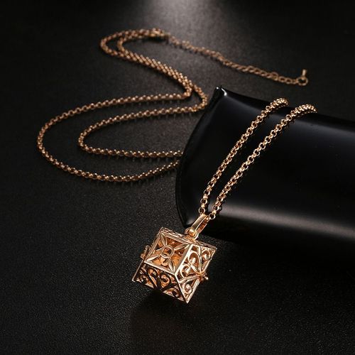 Collier En Zircon Bleu Hibou Creux Aromathérapie, Médaillon Exquis 16mm Peinture Piano Boule De Musique Bijoux Femmes Pendentif Accessoires