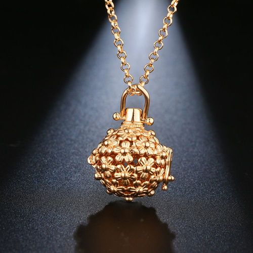 Collier En Zircon Bleu Hibou Creux Aromathérapie, Médaillon Exquis 16mm Peinture Piano Boule De Musique Bijoux Femmes Pendentif Accessoires