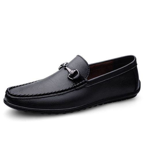 Chaussures En Cuir Homme Modèle 2025 Nouveau Noir En Cuir Véritable Semelle Souple Lazy Un Pied À Pédales Casual Chaussures Homme Chaussures Plates Homme - 39