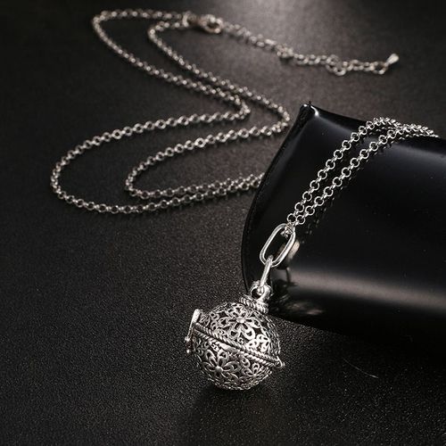 Collier En Zircon Bleu Hibou Creux Aromathérapie, Médaillon Exquis 16mm Peinture Piano Boule De Musique Bijoux Femmes Pendentif Accessoires