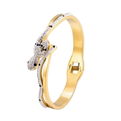 Bracelet Ouvert En Acier Inoxydable Pour Femme, Cristal Noir Et Blanc, Salle De Printemps, Cadeau D'amour, Bijoux Chauds, Nouvelle Mode, Vente En Gros