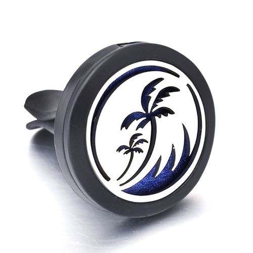Diffuseur De Désodorisant De Voiture En Acier Inoxydable Noir, Médaillon D'aromathérapie, Sortie De Parfum D'huile Essentielle, Pendentif Accepté, Personnalisé