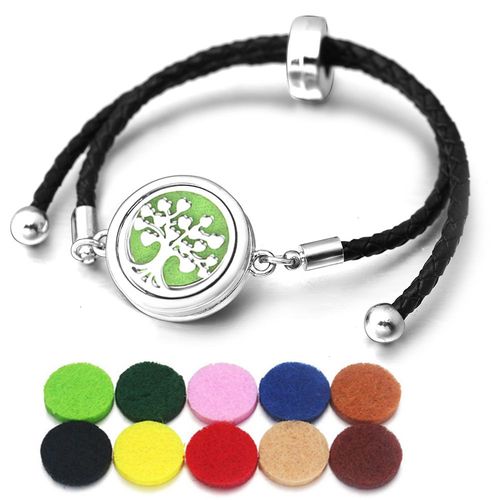 Bracelet En Cuir Réglable En Acier Inoxydable Pour Femme, Diffuseur D'huiles Essentielles, Bijoux D'aromathérapie, Médaillon De Parfum, Nouveau