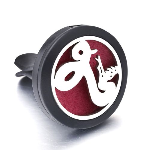 Diffuseur De Désodorisant De Voiture En Acier Inoxydable Noir, Médaillon D'aromathérapie, Sortie De Parfum D'huile Essentielle, Pendentif Accepté, Personnalisé
