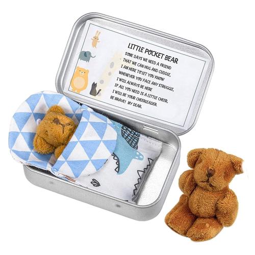 Ours en peluche dans une boîte en fer blanc en peluche Mini ours cadeau  poupée jouet Durable créatif petit ours de poche jouet de poupée