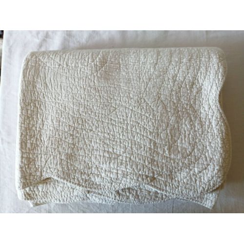 Bouti Blanc Crème Couvre- Lit 2 Personnes 100 % Coton 230 X 215 Cm