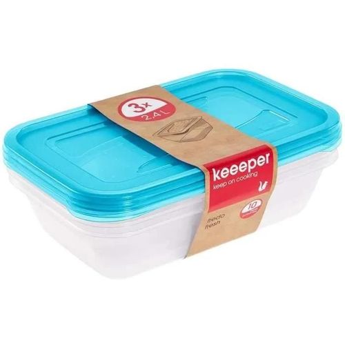 Lot De 3 Boîtes Fraîcheur De Conservation Fredo Fresh 2,4 L Bleu
