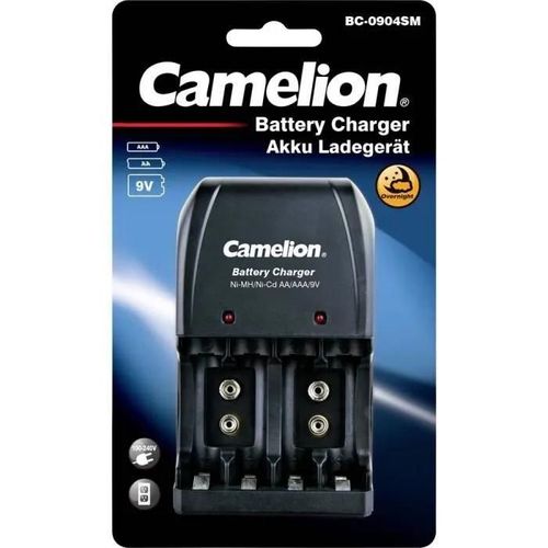 Camelion BC-904SM Chargeur de piles rondes NiMH 6LR61 (9 V), LR03 (AAA), LR6 (AA)