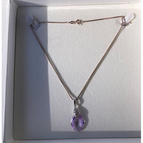 Collier Argent Et Pierre Améthyste