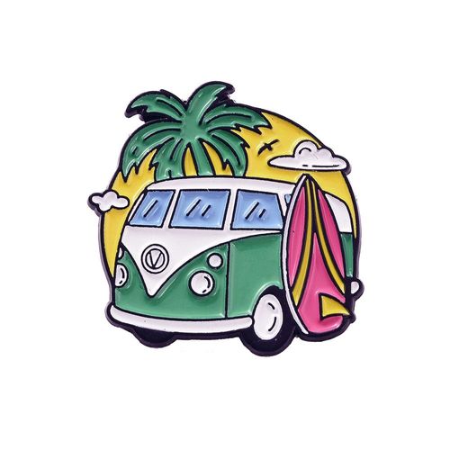 Pin's Combi Van Surf Palmier Nature Voyage