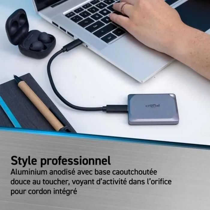 Crucial X9 Pro - SSD - chiffr - 1 To - externe (portable) - USB 3.2 Gen 2 ... - 6