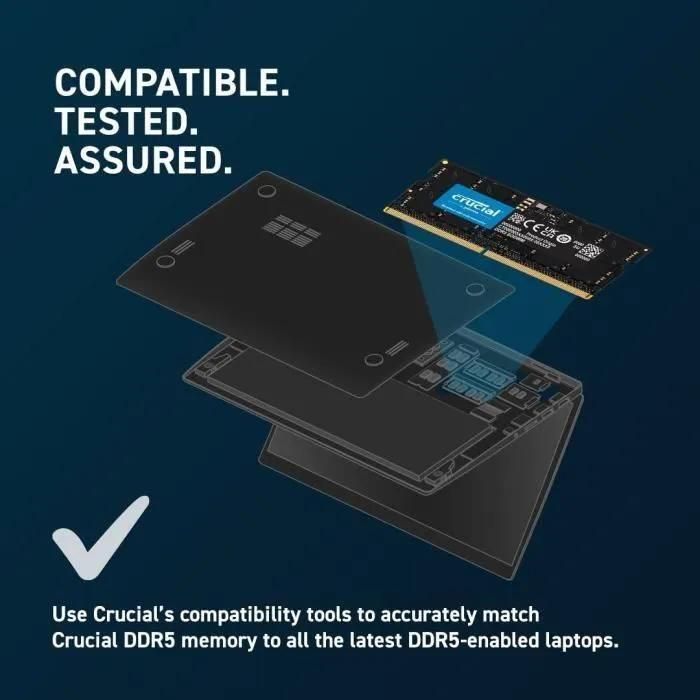 Crucial - DDR5 - module - 16 Go - SO DIMM 262 broches - 4800 MHz / PC5-3840... - 6