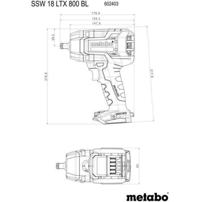 Metabo Visseuse  choc SSW 18 LTX 800 BL, sans batterie ni chargeur - 60240... - 6