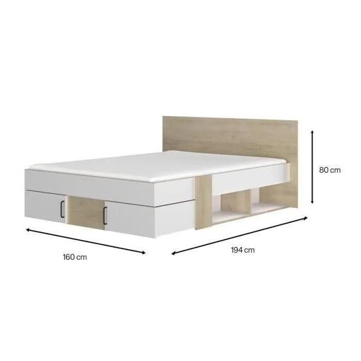 Lit Effet Bois 140 X 190 Cm - 4