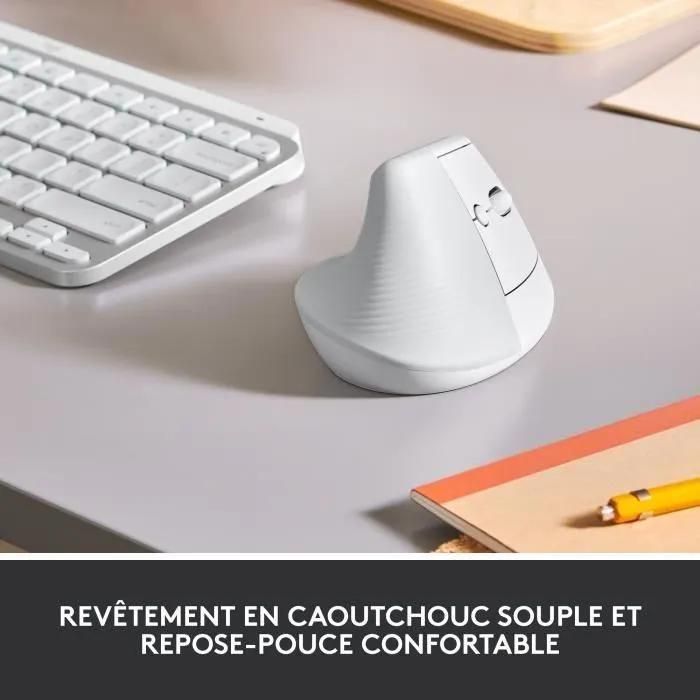 Logitech Lift - Souris ergonomique verticale sans fil Bluetooth - blanc cas... - 2