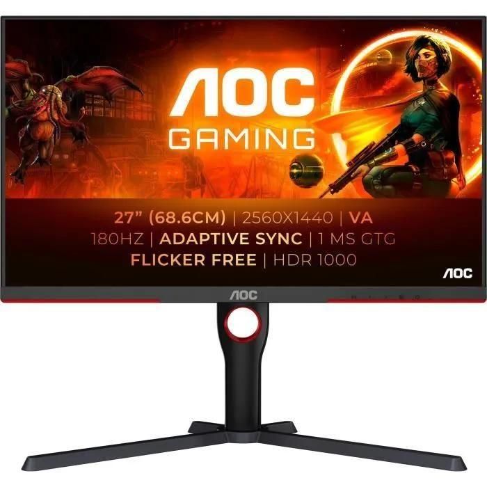 AOC Gaming Q27G3XMN/BK - cran LED - jeux - 27' - 2560 x 1440 QHD @ 180 Hz ...
