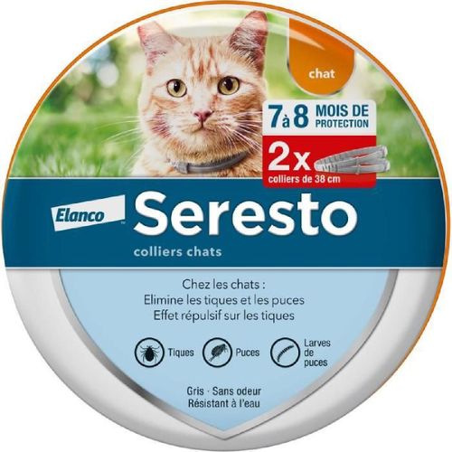 Lot De 2 Colliers Antiparasitaires Seresto Chats - 7-8 Mois - Anti-Puces Et Tiques