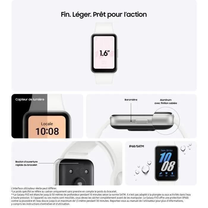 Samsung Galaxy Fit3 - Tracker D'activits Avec Bracelet - Affichage 1.6' - ... - 2