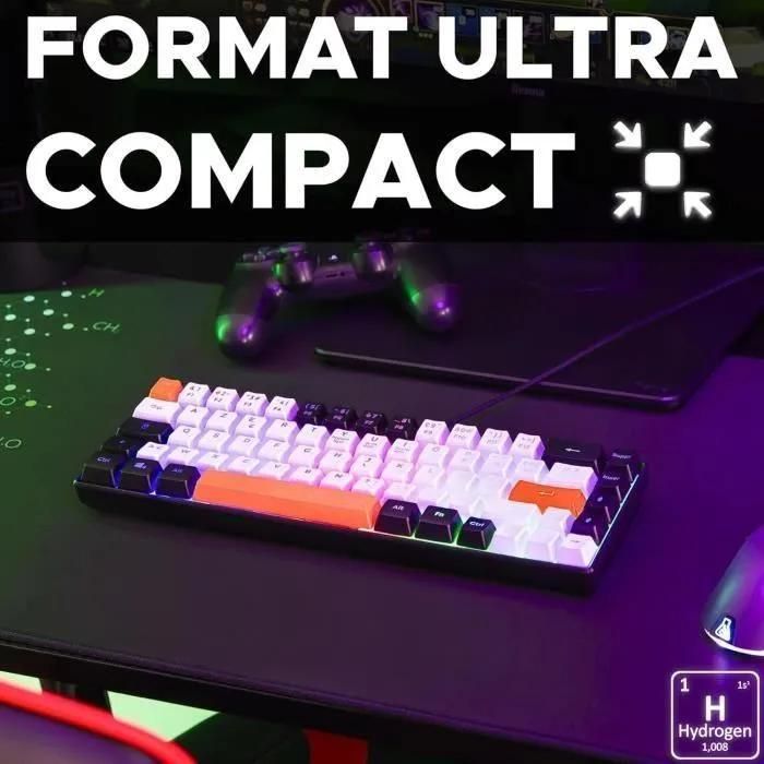 Clavier Gamer The G-Lab Keyz Hydrogen BKWO - 60% Format Compact - R�tro�cla... - 2