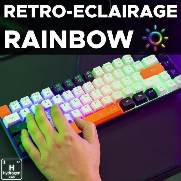 Clavier Gamer The G-Lab Keyz Hydrogen BKWO - 60% Format Compact - R�tro�cla... - 4