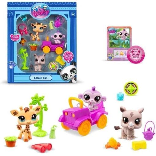 Bandai - Littlest Pet Shop - Pack Safari - 3 Animaux Et Accessoires - Bf005...