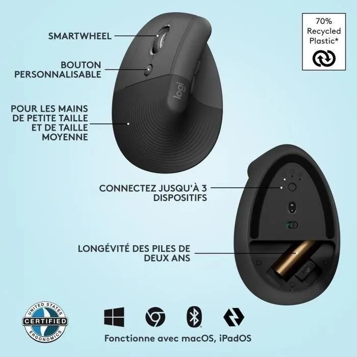 Logitech Lift Left Mouse - Souris ergonomique verticale pour gauchers sans ... - 7