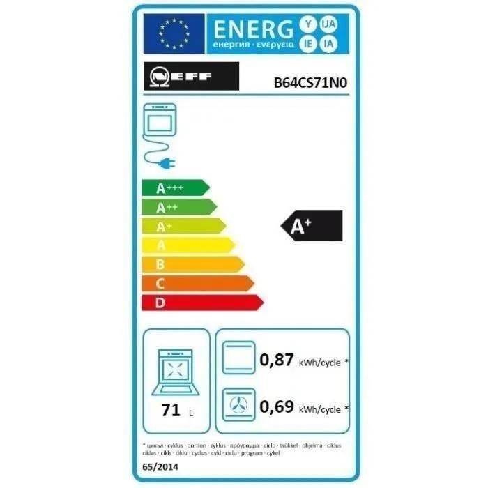 Neff - Four intgrable multifonction 71l 60cm a+ pyrolyse noir B64CS71N0 - 4