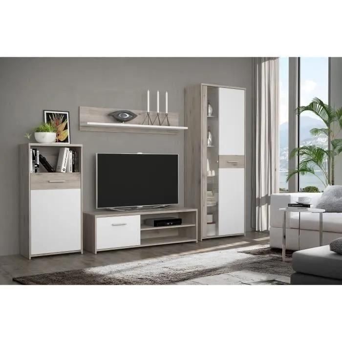 GULADA Ensemble meuble t�l� - buffet - table a manger - Contemporain - Blan... - 3