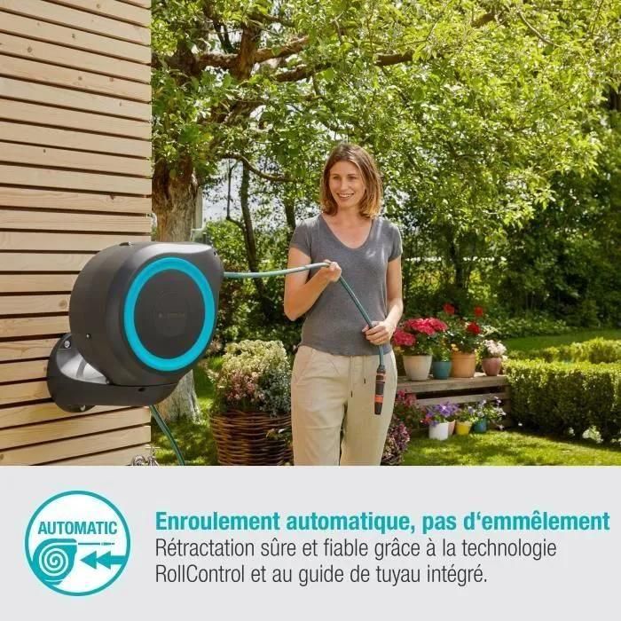 D�vidoir automatique mural Gardena RollUp S �quip� tuyau d'arrosage 15m - 5