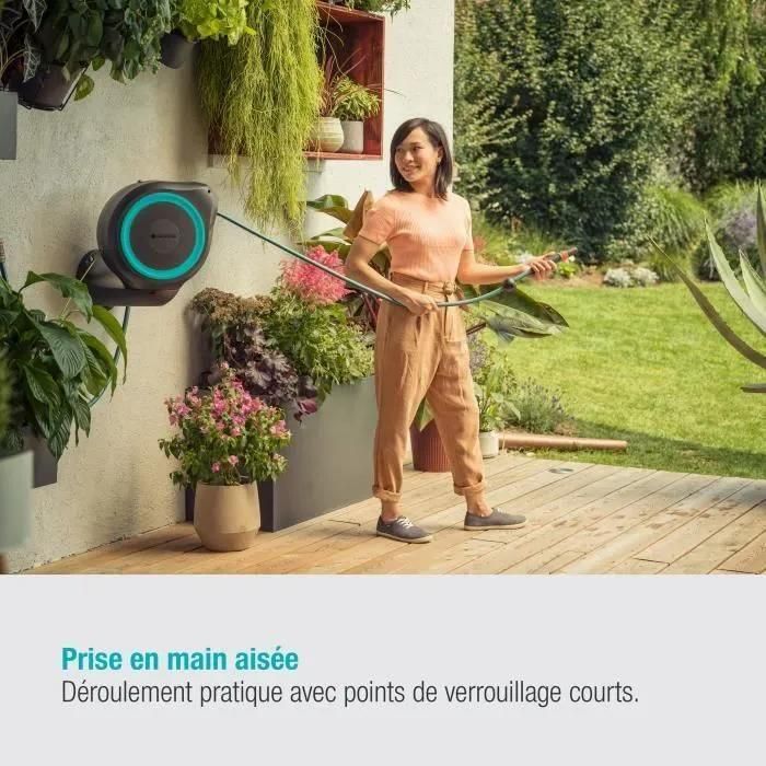Dévidoir automatique mural Gardena RollUp S équipé tuyau d'arrosage 15m - 6