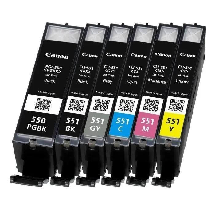 Canon PGI-550PGBK + CLI551 (PGBK/C/M/Y/BK/GY) Noir, Cyan, Gris, Magenta, Pi... - 3