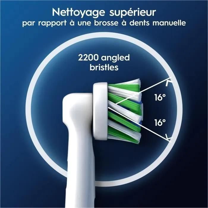 4 Brossettes Pro Cross Action Blanc Pour Brosse  Dents lectriques Oral-B - 5