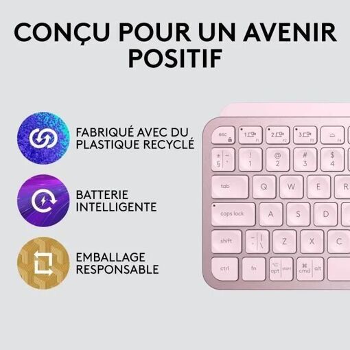 Logitech MX Keys Mini - Clavier r�tro�clair� Bluetooth AZERTY Fran�ais - Ro... - 5