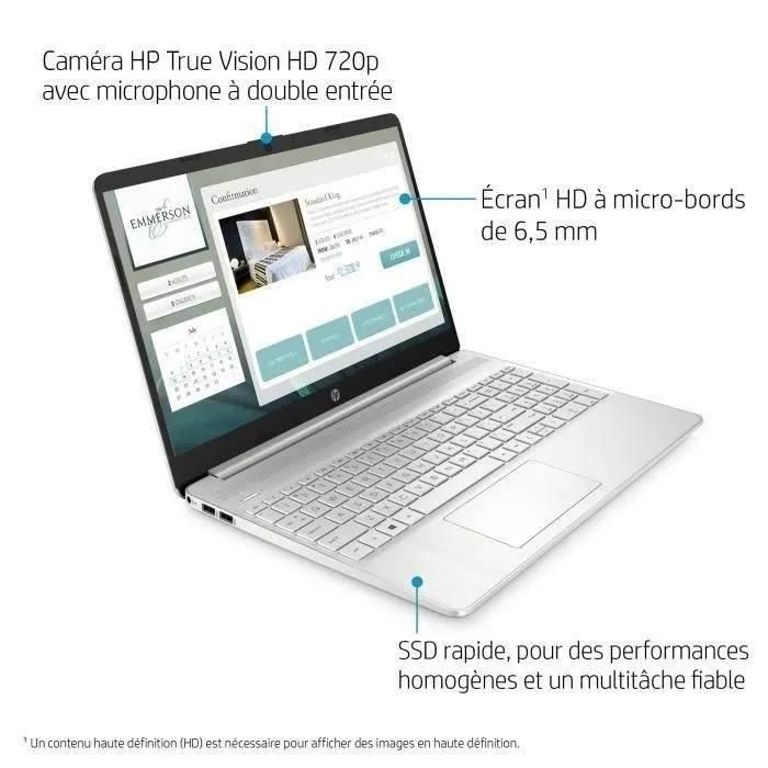 HP Laptop 15s-eq2090nf - Ryzen 7 5700U 16 Go RAM 512 Go SSD Argent AZERTY - 5