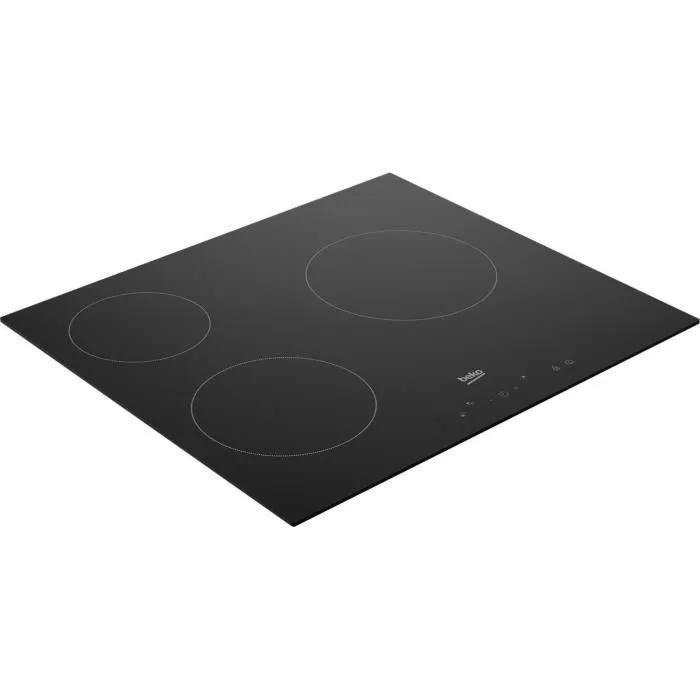 Beko HIC63400 Vitroc�ramique Noir - 3 foyers - 3