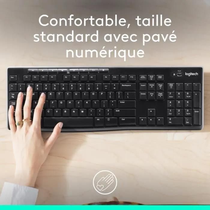 Clavier sans fil Logitech K270 - Clavier - sans fil - 2.4 GHz - Fran�ais - 6