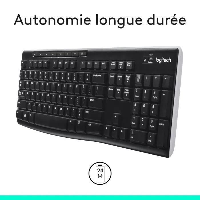 Clavier sans fil Logitech K270 - Clavier - sans fil - 2.4 GHz - Fran�ais - 7