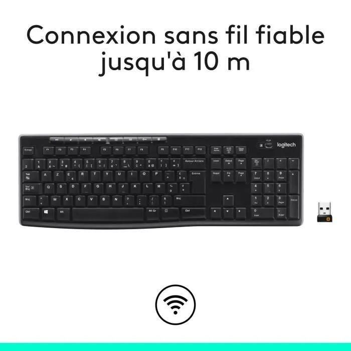 Clavier sans fil Logitech K270 - Clavier - sans fil - 2.4 GHz - Fran�ais - 8