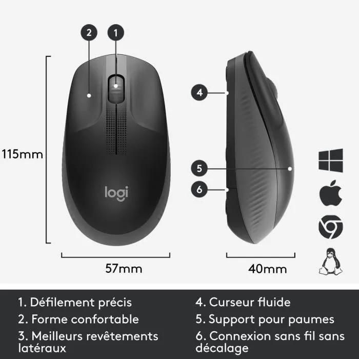Logitech M190 - Souris - optique - 3 boutons - sans fil - r�cepteur sans fi... - 6