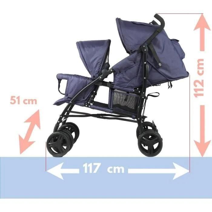 Poussette Canne Double Bambisol - 6-36 Mois Pour Le Siege Avant (Max 15 Kg)... - 6