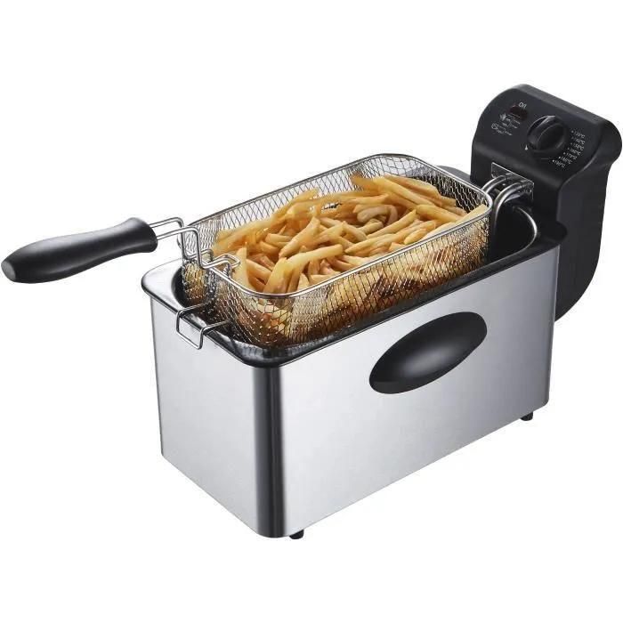 Continental Edison CERFR3IN2 - Friteuse - 3 litres - 2000 Watt - noir/inox - 3