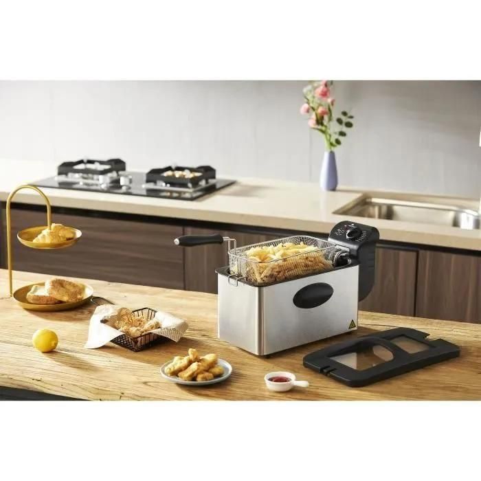 Continental Edison CERFR3IN2 - Friteuse - 3 litres - 2000 Watt - noir/inox - 6