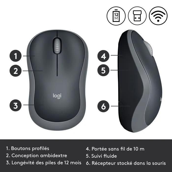 Logitech M185 - Souris - optique - sans fil - 2.4 GHz - r�cepteur sans fil ... - 4