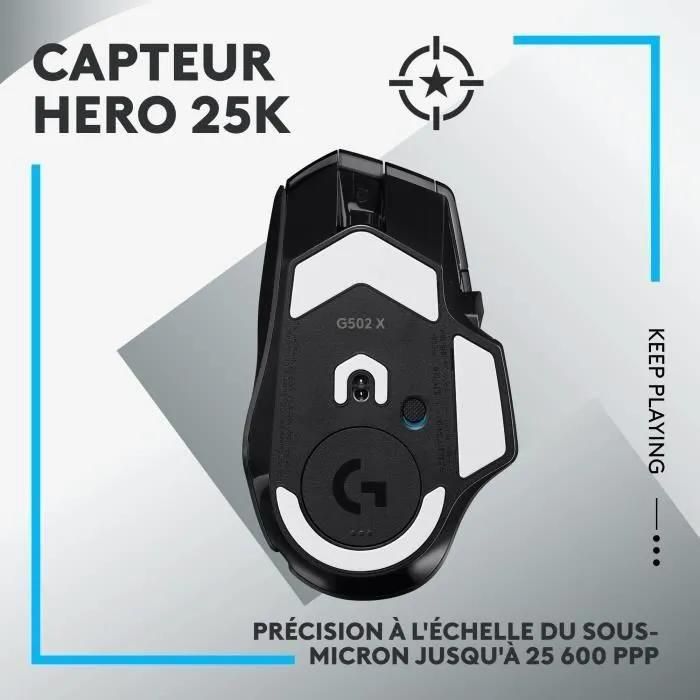 Logitech G G502 X LIGHTSPEED - Souris - optique - 8 boutons - sans fil - 2.... - 6