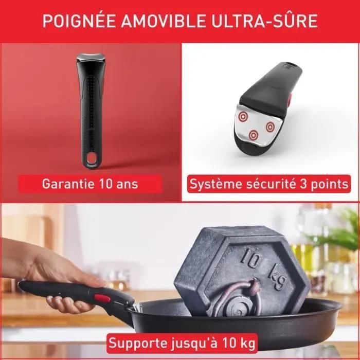 Tefal Ingenio Lot De 4 Pieces, Poeles 22/24/28 Cm + Poigne Amovible, Acier... - 5